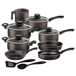 Jogo de Panelas Tramontina Allegra em Aço Inox com Fundo Triplo e Tampas de Inox 3 Peças